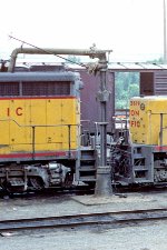 Union Pacific water spout among diesels.